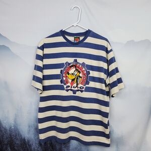VTG Mickey Unlimited Pluto Classic Characters Striped Graphic Tee Unisex